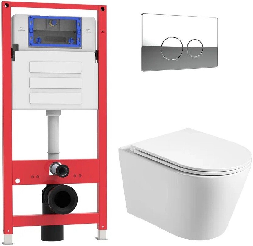 

Унитаз подвесной Oliveeka OL-MQ-003 + OL-6016 + OL-R22-CR (хром)