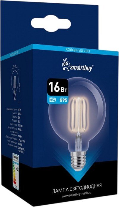 

Светодиодная лампочка SmartBuy SBL-G95Art-16-65K-E27