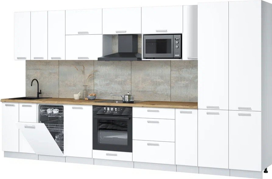 

Готовая кухня Интерлиния Мила Лайт 3.8-ПМ4 (белый платинум/белый платинум/дуб бунратти)