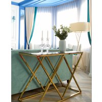 Консольный стол Stool Group Инсигния 120x40 ECST-026-TG-SK (стекло Smoke/сталь золото)