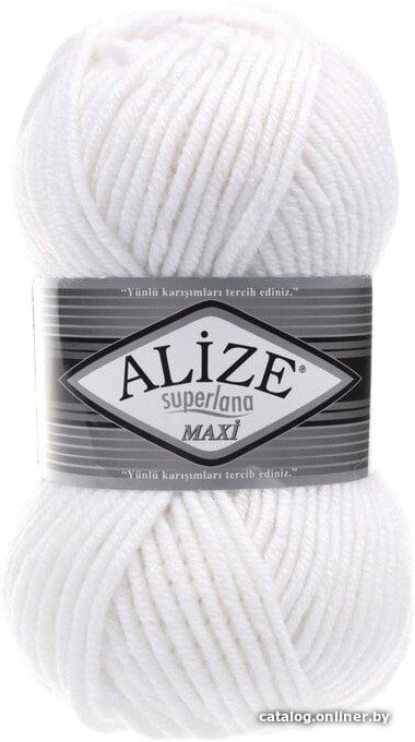 Пряжа для вязания Alize Superlana maxi 55 (100 м, белый)