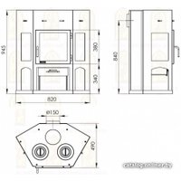 Свободностоящая печь-камин Мета-Бел Енисей с плитой АОТ-11.0