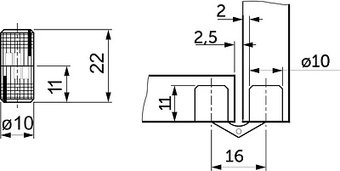 Мебельная петля GTV цилиндрическая - 10мм