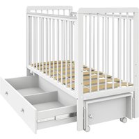 Классическая детская кроватка Indigo Vista продольный маятник, ящик (белая аляска)