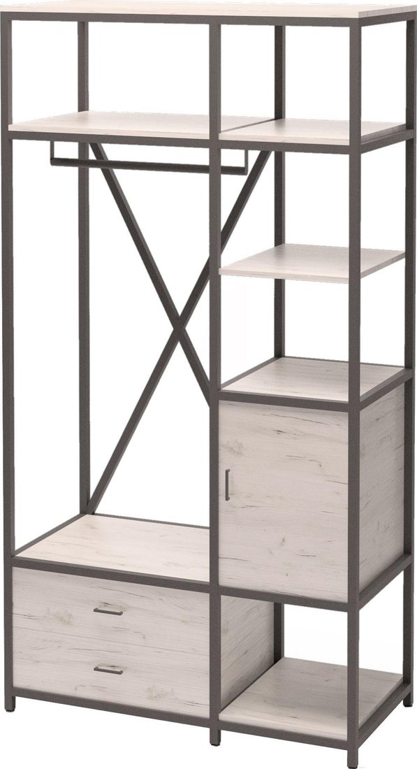 

Шкаф распашной Millwood Neo Loft ML-3/L (дуб белый craft/металл черный)