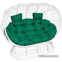 Садовый диван M-Group Лежебока 11190104 (на подставке с белым ротангом/зеленая подушка)
