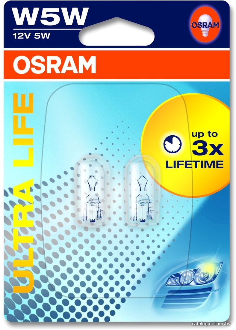 Лампа накаливания Osram W5W Original Line 2шт [2825-02B]