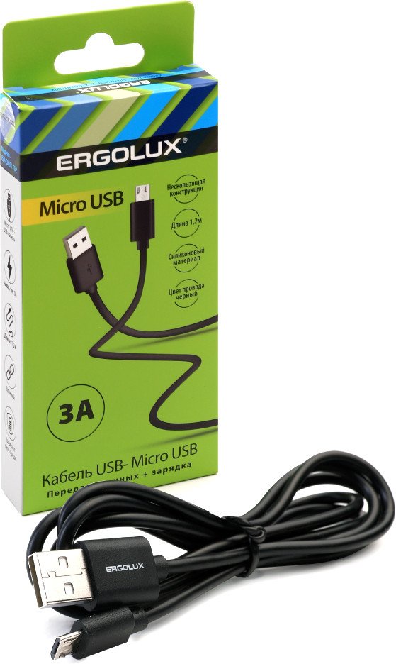 

Кабель Ergolux ELX-CDC01-C02 USB Type-A - microUSB (1.2 м, черный)