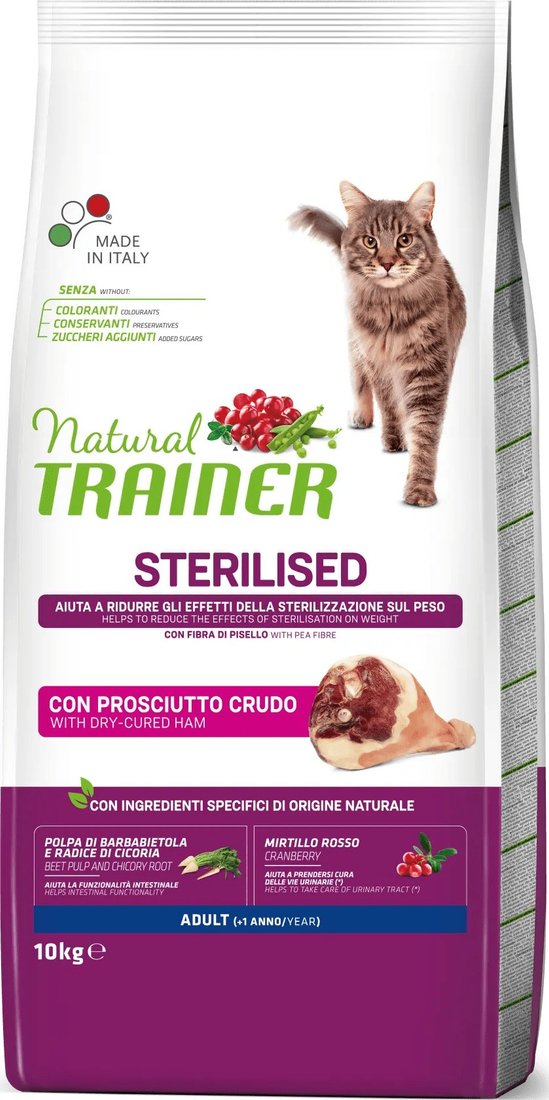 

Сухой корм для кошек Trainer Natural Sterilised Корм сухой для стерилизованных кошек и кастрирован котов с сыровяленной ветчиной 10 кг
