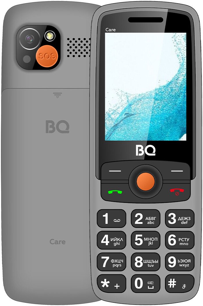 

Кнопочный телефон BQ 2459 Care (серый)
