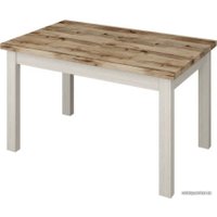 Кухонный стол Senira Кастусь 110-145x70 (береза сандал/белый)