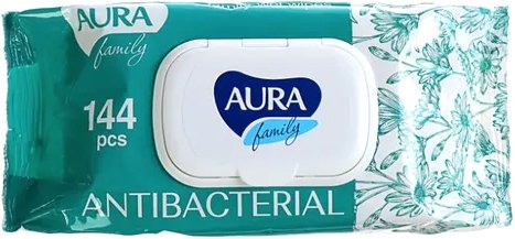 

Aura для всей семьи с антибактериальным эффектом big-pack с крышкой (144 шт)