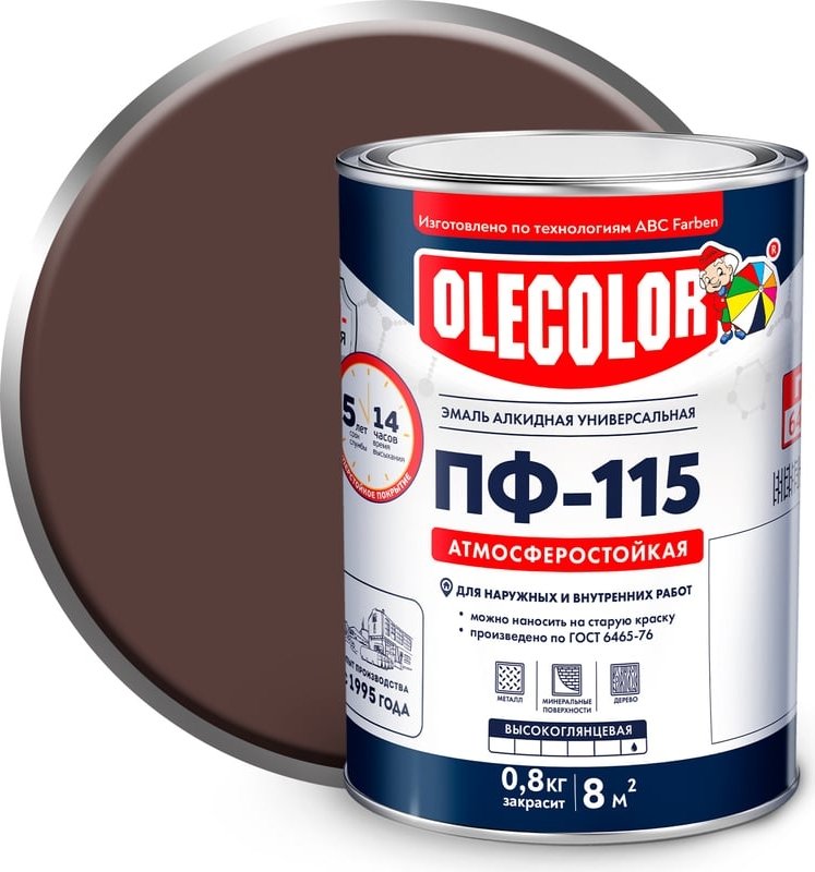 

Эмаль Olecolor ПФ-115 универсальная 0.8 кг (шоколадный)