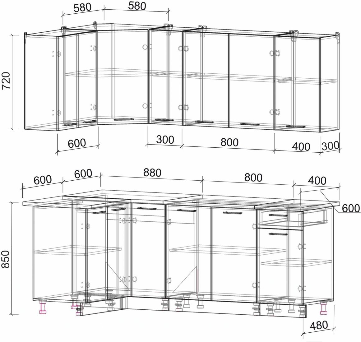 

Готовая кухня Интерлиния Мила Лайт 1.2x2.1 (дуб молочный/дуб венге)