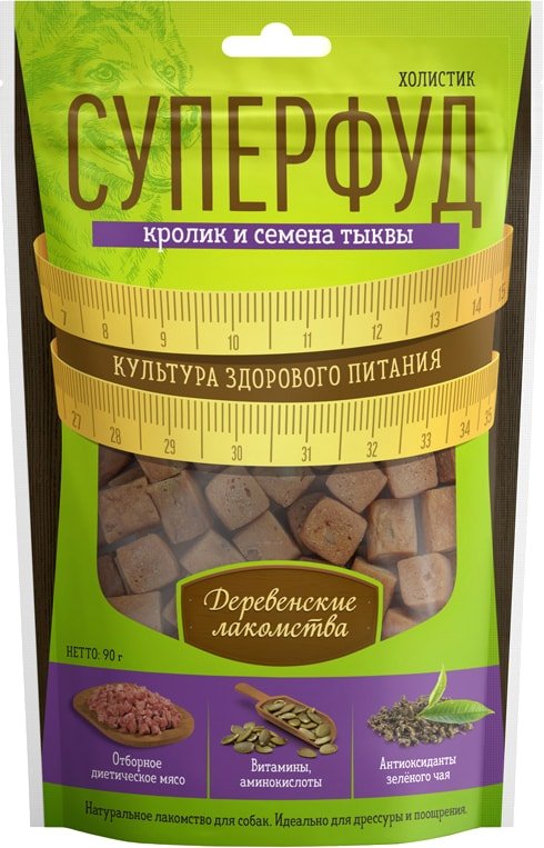 

Лакомство для собак Деревенские лакомства Кролик и семена тыквы 90 г