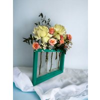 Ваза-рамка Florbox Деревянная низкая на 5 колб 24x30 см (бирюзовый)