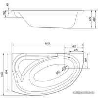 Ванна Cersanit Meza 170x100 R (с ножками)
