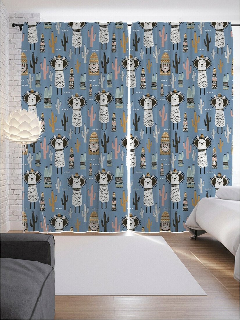 

Комплект штор JoyArty Милые ламы среди кактусов p_59449 (145x265)