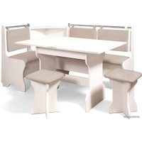 Обеденная группа Анмикс ЛДСП с кухонным уголком (бодега/кожзам капучино)