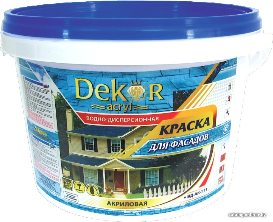 Краска Dekor ВД-АК-111 для фасадов (белый, 7 кг)