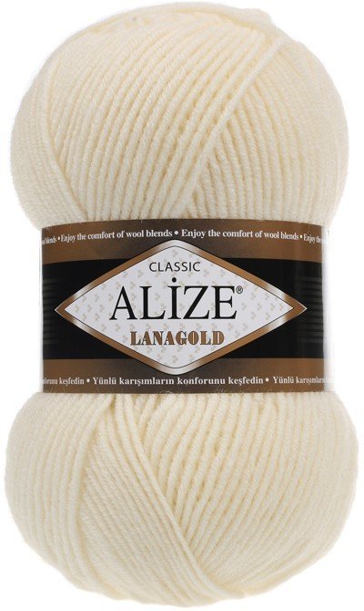 

Пряжа для вязания Alize Lanagold 01 (240 м, кремовый)