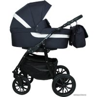 Универсальная коляска Alis Alvaro F (3 в 1, Al 07 темно-синий/белая кожа)