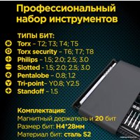 Набор отвертка с битами Cablexpert TK-SD-09R (21 предмет)