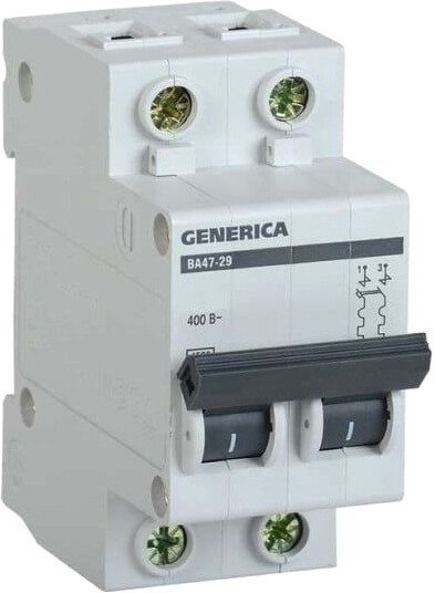 

Выключатель автоматический Generica ВА 47-29 2Р 6А 4.5кА MVA25-2-006-C