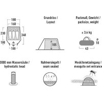 Треккинговая палатка High Peak Kite 3 LW (Pesto/красный)