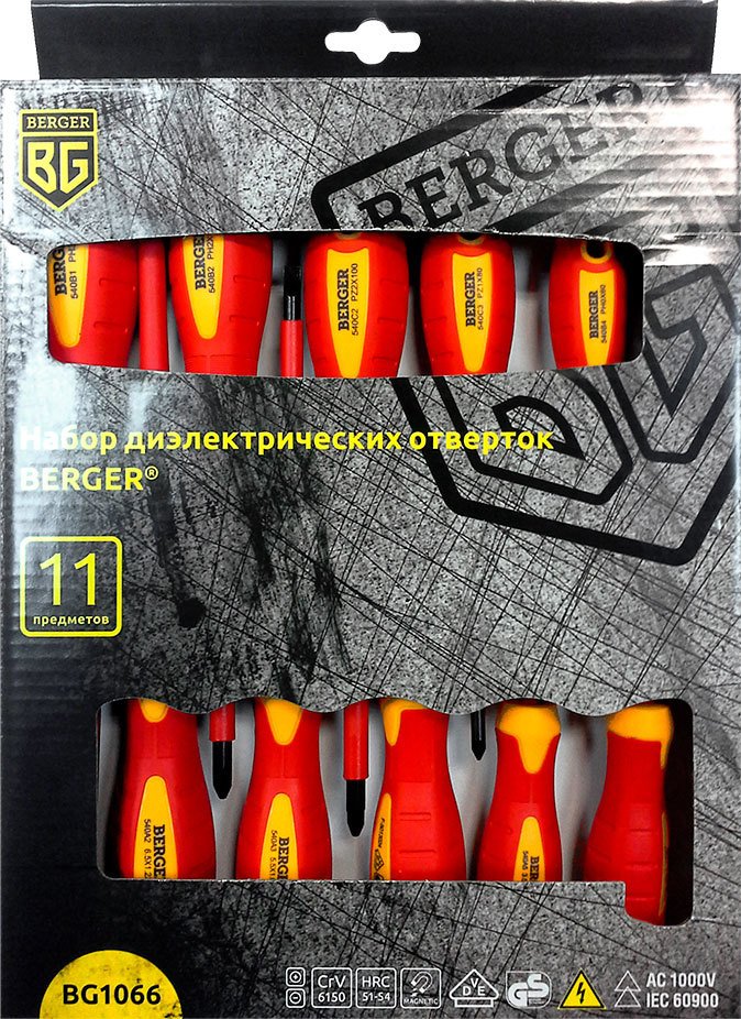 

Набор отверток Berger BG1066 (11 предметов)