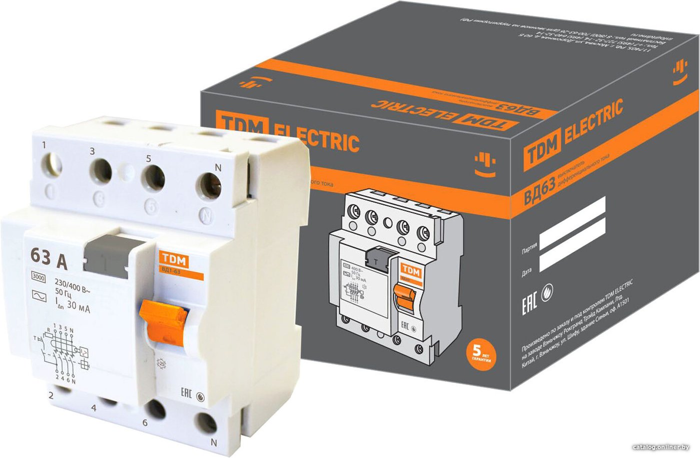 Устройство защитного отключения TDM Electric ВД63 4Р 63А 30мА SQ0220-0010