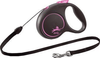 Поводок-рулетка Flexi Black Design S Cord 5 m (розовый)