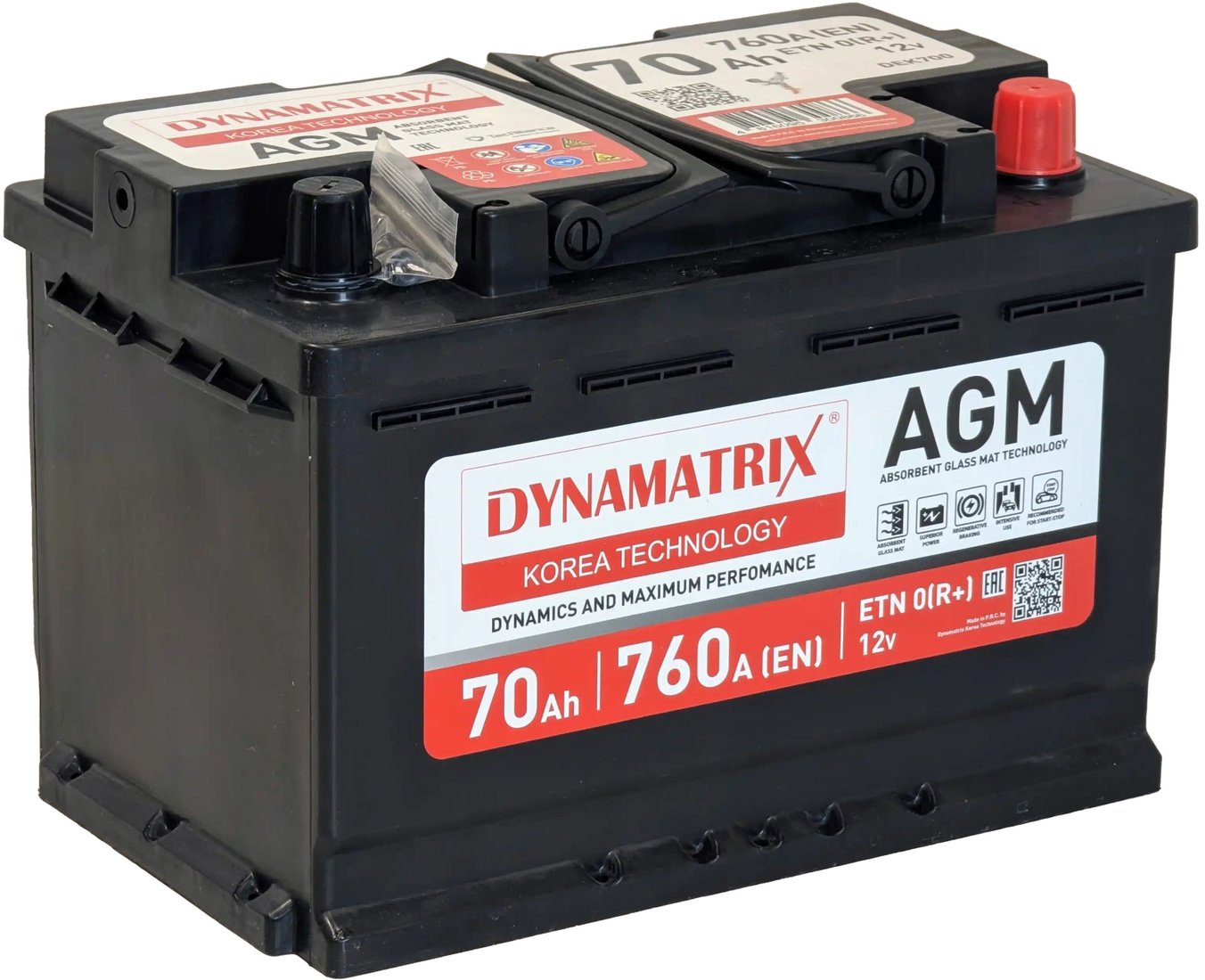 

Автомобильный аккумулятор Dynamatrix AGM DEK700 760 (70 А·ч)