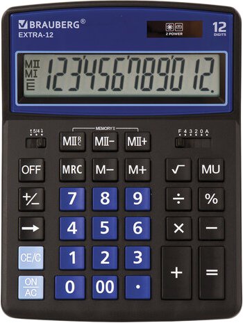

Бухгалтерский калькулятор BRAUBERG Extra 12-BKBU 250472 (черный/синий)