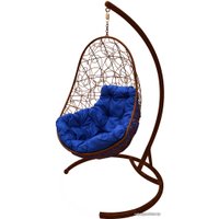 Подвесное кресло M-Group Овал 11140210 (коричневый ротанг/синяя подушка)