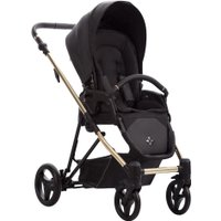 Универсальная коляска BEBETTO Yoddi Premium Class (3 в 1, 02 черная кожа/рама золото)