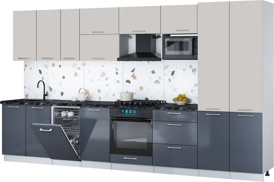 

Готовая кухня Интерлиния Мила Gloss 3.7-ПМ4 (асфальт глянец/кашемир/кастилло темный)