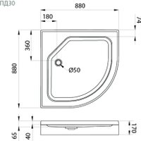 Душевой поддон Triton ПД30 ДК 1/4 круга 88х88 (с бортом) в Гомеле
