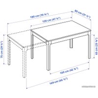 Обеденная группа Ikea Экедален/Экедален 094.288.18 (белый/книса светло-серый)