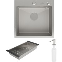 Кухонная мойка Roxen Snake 560220-50-S (50*48) сатин/текстурная поверхность (с коландером и дозатором)