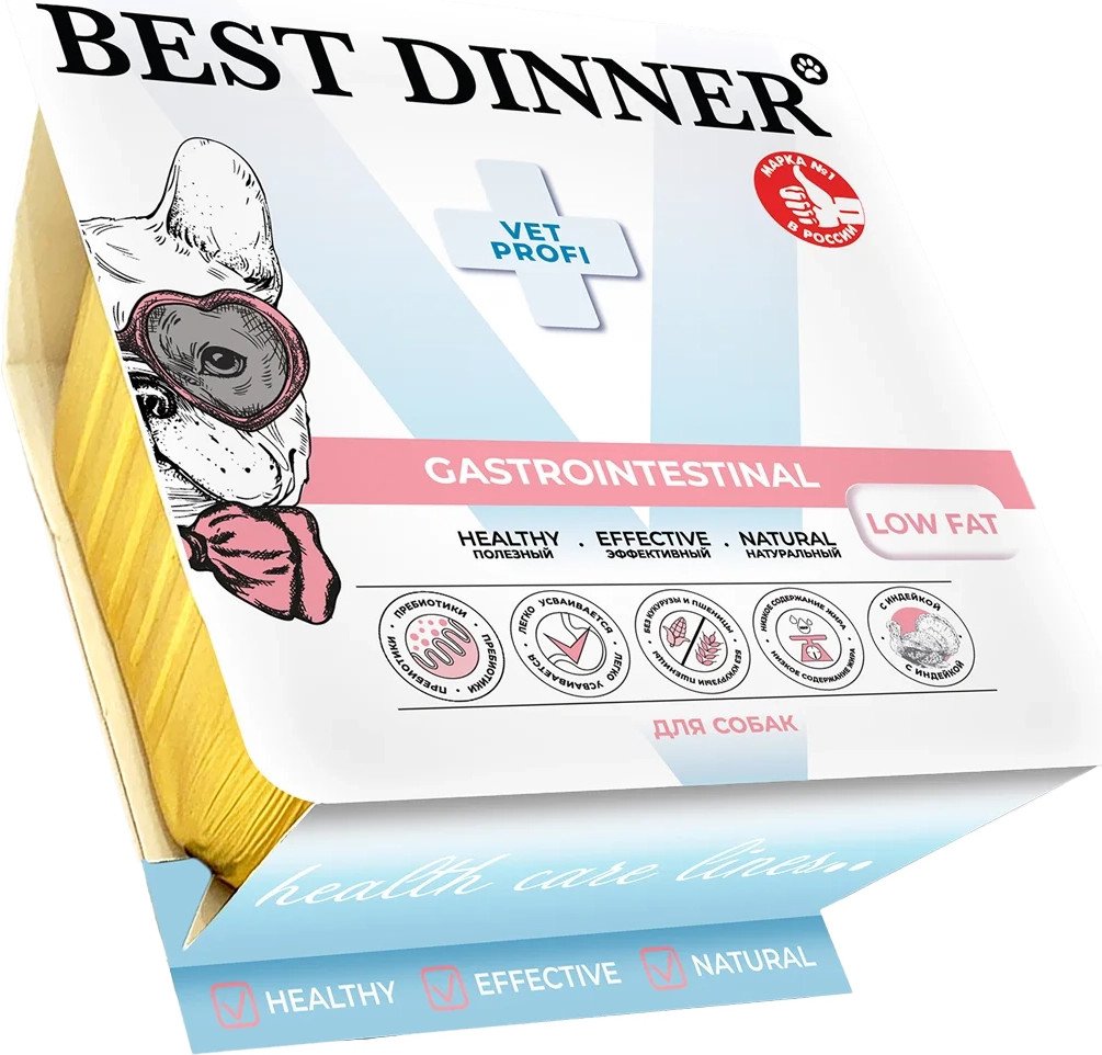 

Консервированный корм для собак Best Dinner Vet Profi Gastrointestinal Low Fat Паштет с индейкой (100 г)