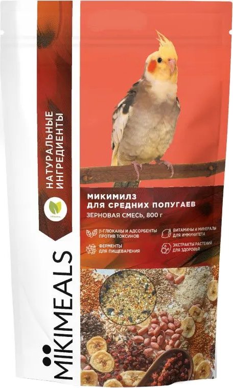 

Корм для птиц Mikimeals для средних попугаев 800 г