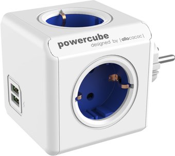 Разветвитель Allocacoc PowerCube 4 (белый/синий)