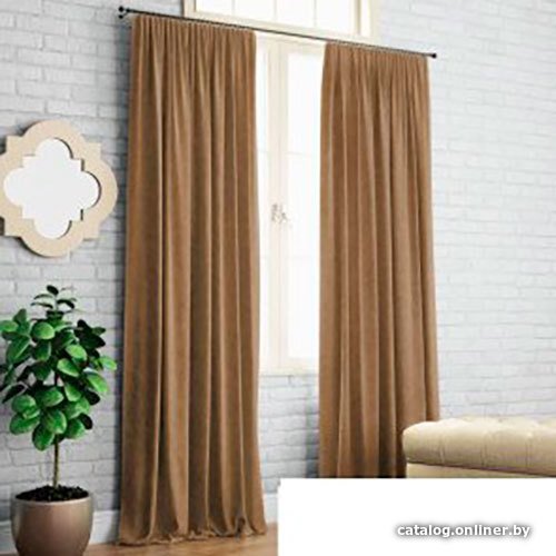 Комплект штор ИП Романович Е.Ю. Бархат на ленте 2x2.7 м (шоколад молочный, 2 шт)