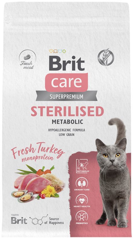 Сухой корм для кошек Brit Кеа Cat Sterilised Metabolic с индейкой 1.5 кг