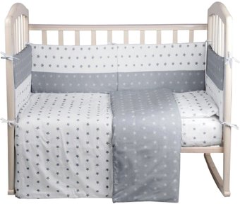 Бампер в кроватку Alis День и ночь со съемными чехлами (бязь, серый)