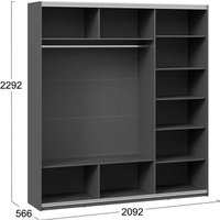 Шкаф-купе Трия Оскар Тиффани Т2 2100 282754 (черный/серый графит/графит матовый) в Пинске