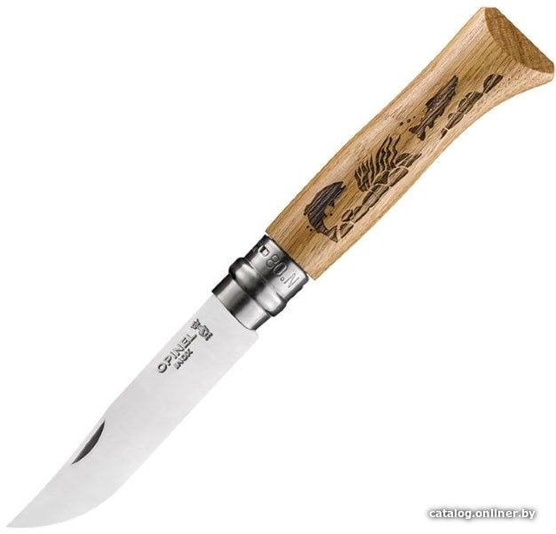Складной нож Opinel N°8 нержавеющая сталь (дуб, рыба)