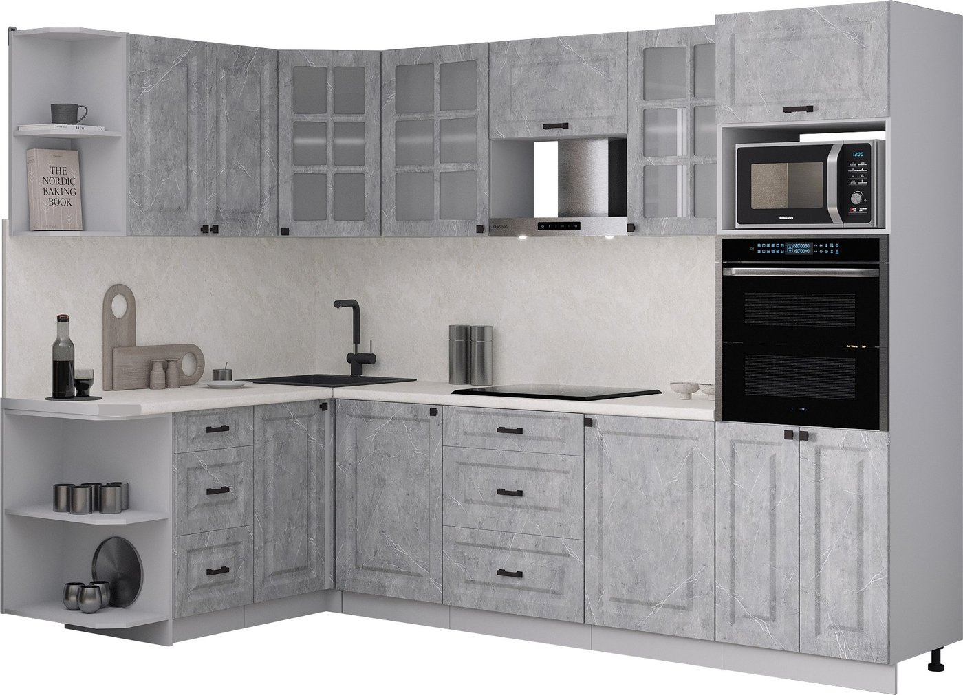 

Готовая кухня Интерлиния Мила Деко 1.68x2.8 LV (керамика/керамика/опал светлый)