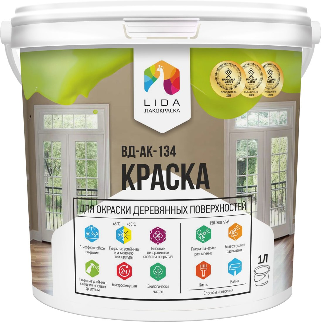 

Краска LIDA ВД-АК-134 1 л (белый)